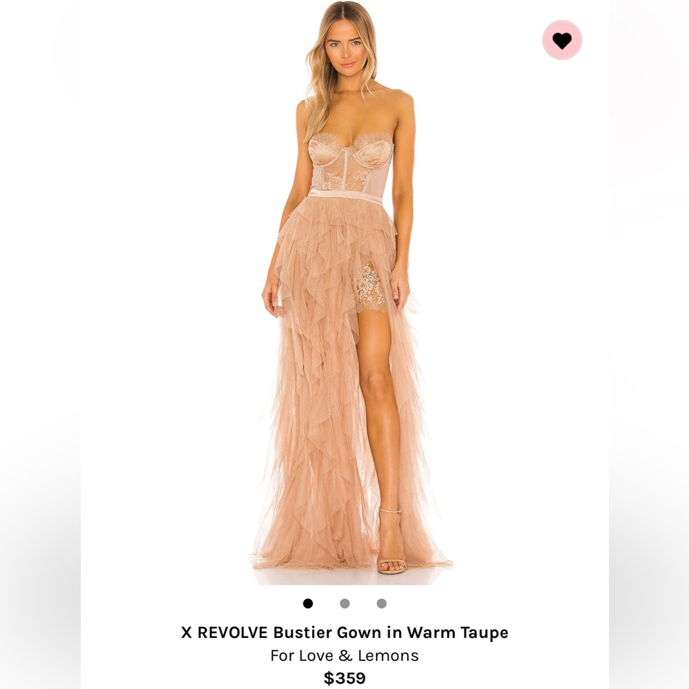 For love and lemons x revolve bustier gown in warm taupe